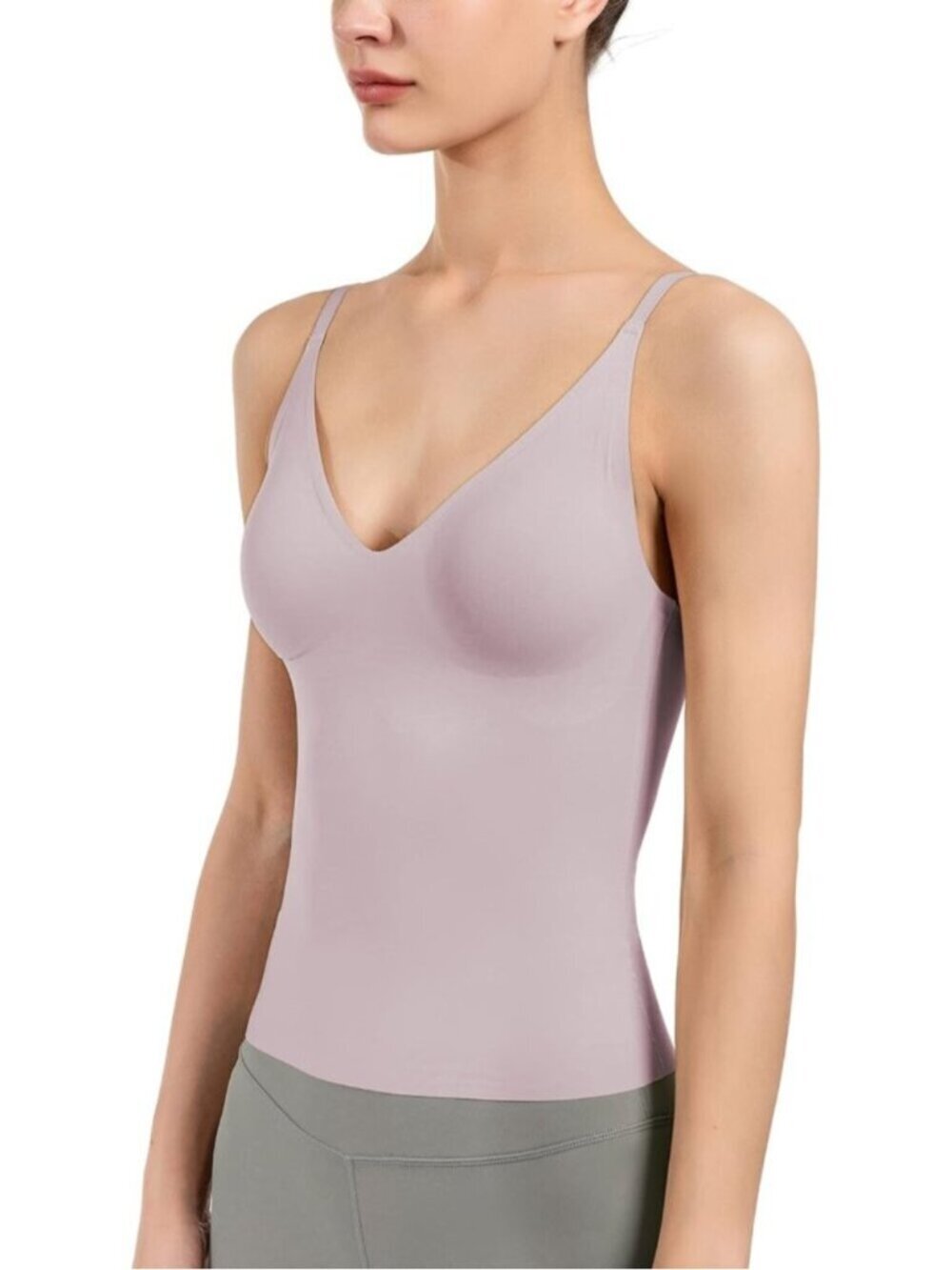 Women's Purple Fit Camisole with Built in Bra - Spaghetti Straps Camis Tank